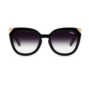 Quay Noosa Metal Black & Gold Sunglasses w/ case + cleaning cloth